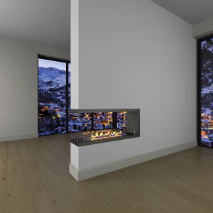 Торцевой сквозной биокамин Firezo Estremita finestra 1200, стандарт