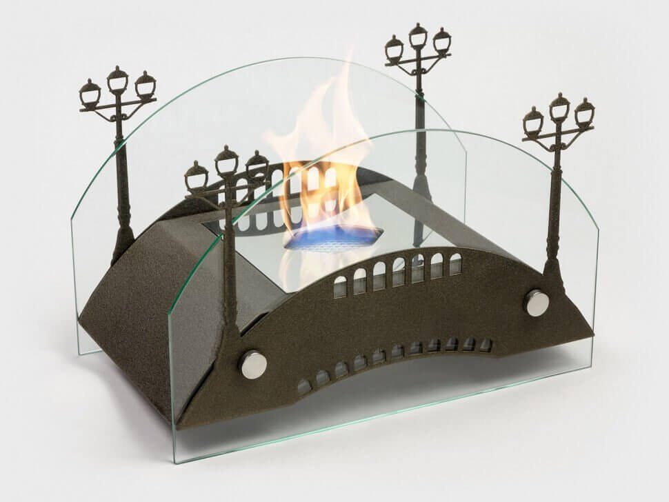 Биокамин настольный Lux Fire Пушкинский мост М (бронза)